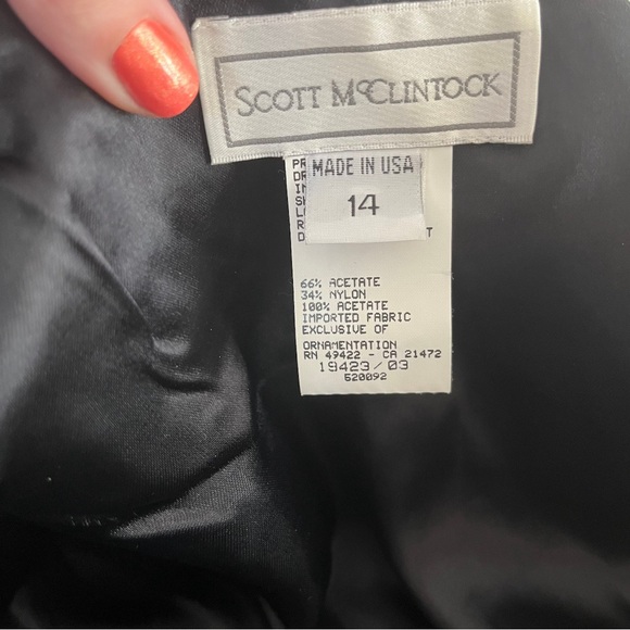 Vintage 1980’s Scott McClintock Black Velvet Dress & Jacket, Large - Picture 5 of 6